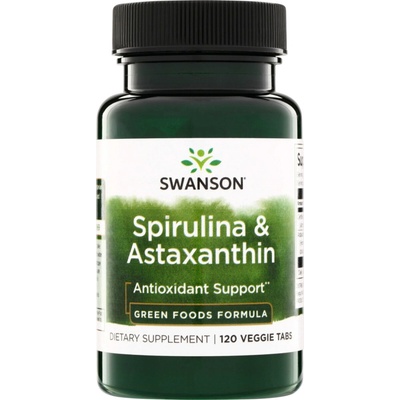 Swanson Organická Spirulina a Astaxanthin 120 tablet
