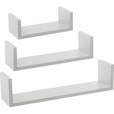 Sada 3 bílých nástěnných polic Edge MDF moderních na knihy a dekorace 42 cm – Hledejceny.cz