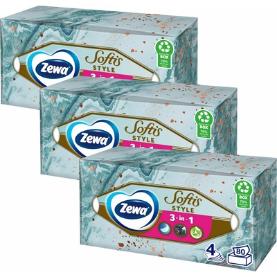 Zewa Softis Style 4-vrstvové papierové vreckovky 3x80ks