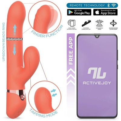 InToYou App Series Mindy Vibe with Up & Down Beads Ring, Finger & Pulsations Function Salmon