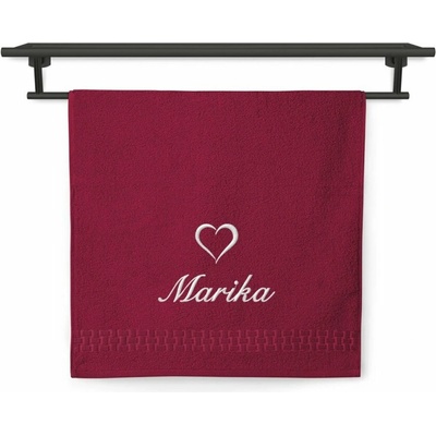 Povlečení Plus ručník se jménem ratanika bordó 50 x 100 cm srdce