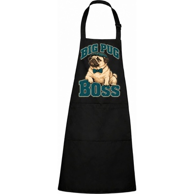Dobrý Triko Zástěra s potiskem Big pug boss Černá