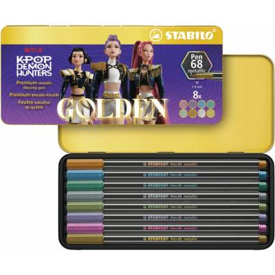 Stabilo Pen 68 metallic KPop Demon Hunters 8 ks súprava v plechu v špeciálnej edícii Golden