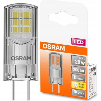 Osram LED žiarovka PIN30 2,6 W GY6,35 12V 2700 K teplá biela číra
