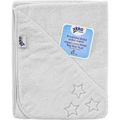 KIKKO BIO bavlnená froté osuška s kapucňou XKKO Organic 90x90 White Stars