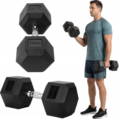 XTREXO Potažené pogumované jednoruční činky 1 x 22,5 kg