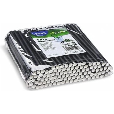 Wimex Jumbo Černá papírová brčka 8 mm x 15 cm 100 ks