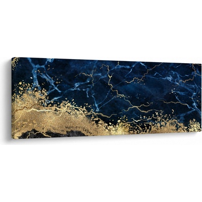 Obraz - Tmavě-modrý mramor, jednodílný 145x58 cm