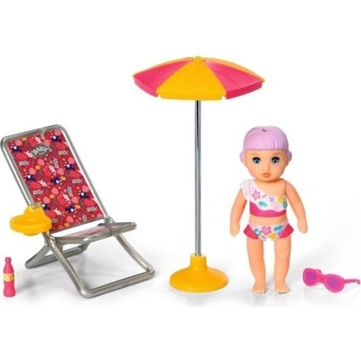 Zapf Creation BABY born Minis Sada s lehátkem, slunečníkem a panenkou