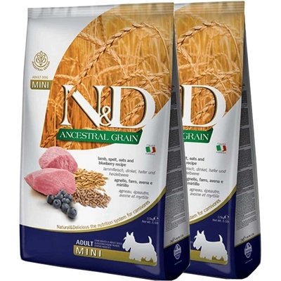 N&D Low Grain Adult mini Lamb Spelt Oats & Blueberry 2 x 7 kg