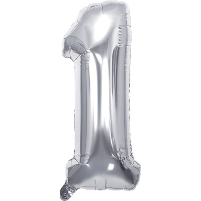 JUNIOR Balón narozeninový 35 cm číslo 1 stříbrný