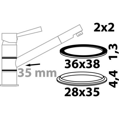Kirchhoffovo břitové těsnění a posuvný kroužek pro otočné spojení 35 mm 2 x 2 kusy