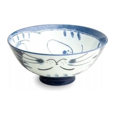 Emro AziaTica Miska na Ramen Bílo-Modrá s Kočkou 14 x 6,5 cm