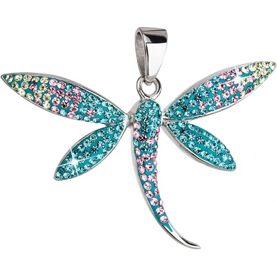 Pavona Stříbrný přívěsek s krystaly Swarovski modro-zelená vážka 34164.3