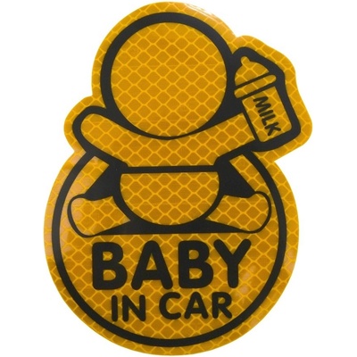 Compass Samolepka dítě v autě BABY IN CAR, reflexní žlutá, – Hledejceny.cz