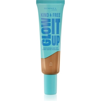 Rimmel London Kind & Free Glow It Up Moisturising Skin Tint hydratační make-up pro citlivou suchou a normální pleť 410 Latte 30 ml