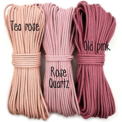 VEĽKÁvlna VEL'KÁ vlna šňůry na šití 6mm Čajová růže - Tea rose