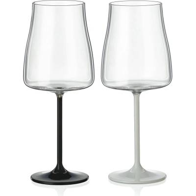 Crystalex Sklenice Black White stems 2 x 400 ml
