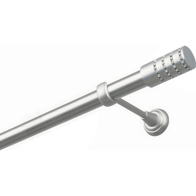 OK-GarnýžeCZ Garnýž kovová jednořadá 25mm Cylinder crystal satina 230 cm do stěny / na tunýlek - bez kroužků