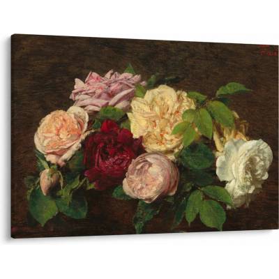 Obraz - Henri Fantin-Latour, Roses de Nice on a Table, reprodukcia, jednodielne 100x70 cm