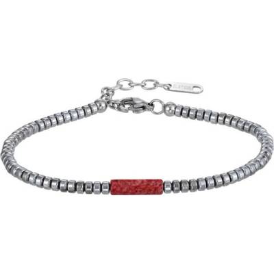 Free Style Náramek z chirurgické oceli a hematitu MBSS179 - Red