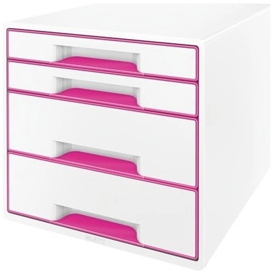 Leitz Wow Cube box 4 zásuvky biely / ružový