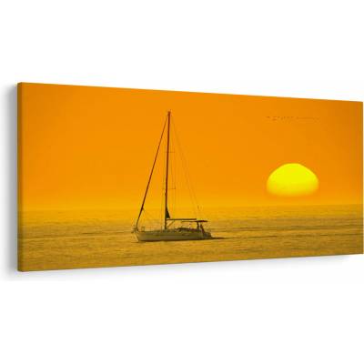 Obraz - Loďka uprostred mora, jednodielne 200x100 cm