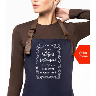 Kariban HobbyTriko Zástěra pro ženy se jménem EXCLUSIVE Vaše restaurace Tmavě modrá