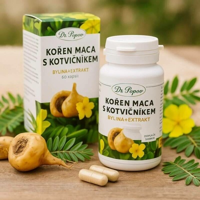 Dr. Popov Kořen Maca s Kotvičníkem 60 kapslí