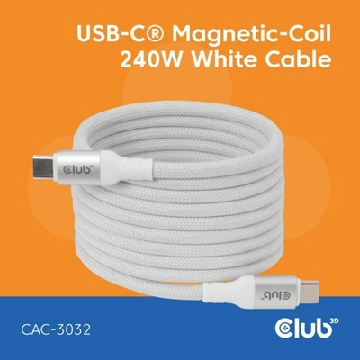 Club3D CAC-3032 magnetický USB-C 240W PD3.1 480 Mbps 2m bílý