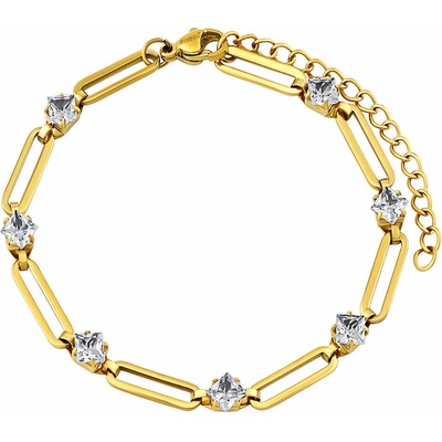 SILVEGO Pozlacený náramek Shannon z chirurgické oceli s čirými Brilliance Zirconia KMM215256BGP