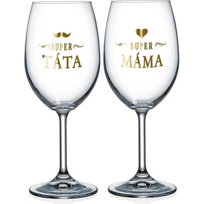 Nekupto Sklenice na víno pro pár Super máma a Super táta 440 ml