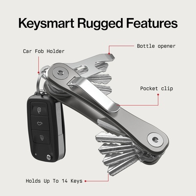 Klíčenka KeySmart Rugged organizátor klíčů Titanium Titanium