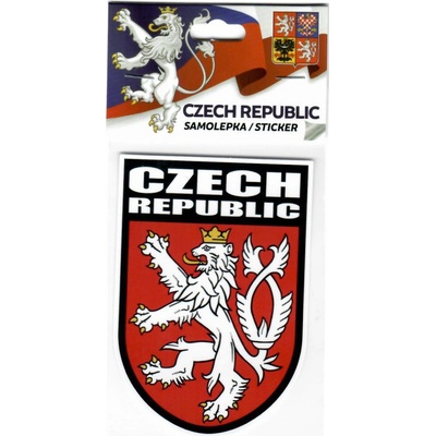 Samolepka s Českým levom a nápisom Slovakia 6 x 8,5 cm - farebná