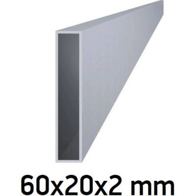 Hliníkový jokl obdélníkový 60x20x2 mm 2m +/- 5mm (AL-60x20x2-2)