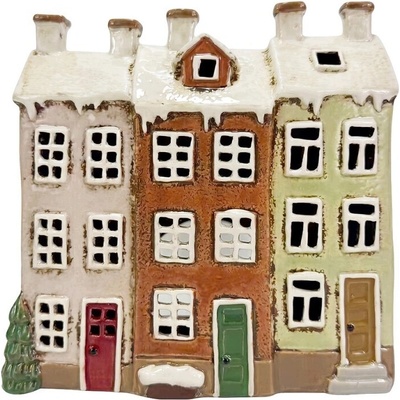 žiadna značka Keramický svietnik „Domček“ – vianočné domčeky, 19 cm