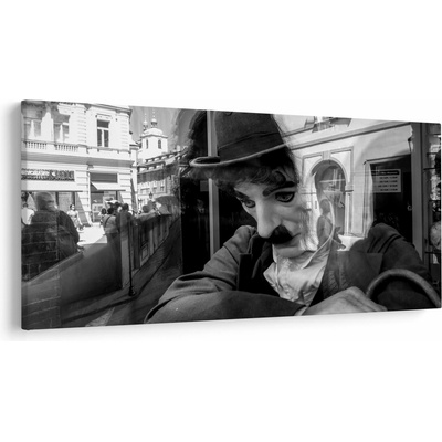 Obraz - Charles Chaplin v Praze, jednodílný 250x125 cm