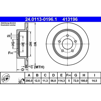 ATE 413196 brzdový kotúč 24.0113-0196.1, sada 2 ks