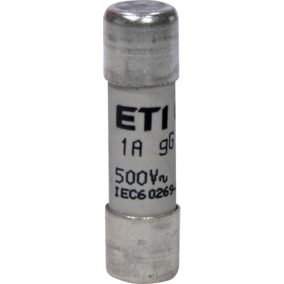 ETI Elektroelement, D.O.O. ETI CH10 gG 1A/500V Válcová pojistková vložka, velikost CH10, charakteristika gG, In = 1A, Icn = 120kA, Un = 500V AC, Pd=0,45W – Hledejceny.cz