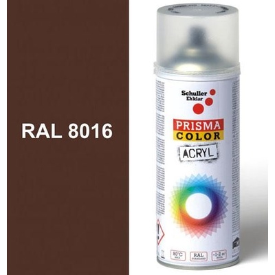Schuller Ehklar PRISMA COLOR Sprej hnedý lesklý 400ml, odtieň RAL 8016 farba mahagónovo hnedá lesklá, 91038