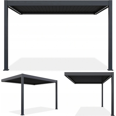Gutroof ELEGANCE WALL AUTOMATIC hliníková pergola s led osvetlením 3 x 4 m, anthracit