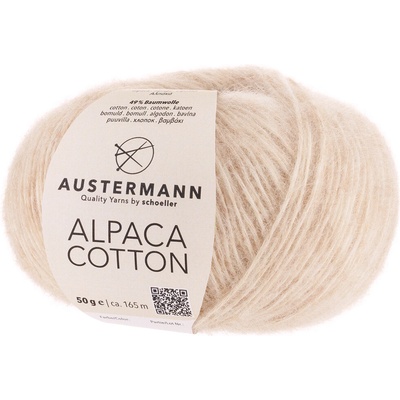 Austermann ALPACA COTTON - 51% alpaka, 49% bavlna - Ručně pletací příze Barva: 001 - Creme