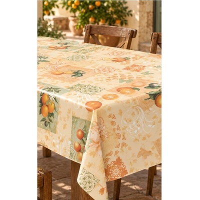 Obrus PVC MIS559, metráž, 20 m x 140 cm, oranžové kvety a pomaranče, IMPOL TRADE