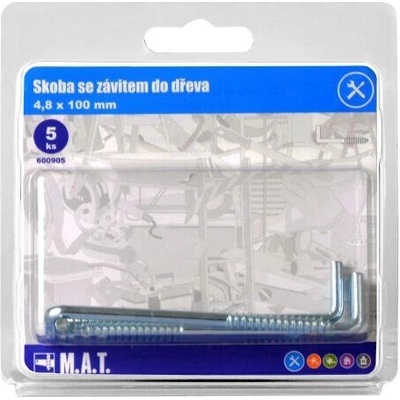 M.A.T. GROUP Skoba so závitom do dreva 100 × 4,8 mm, pozinkovaná (5 ks)
