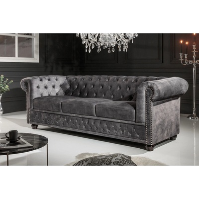 LuxD trojsedačka Chesterfield 205 cm tmavě šedá