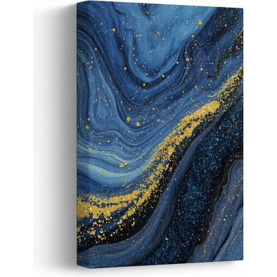 Obraz - Modro-zlatá abstrakcia, jednodielny 20x30 cm