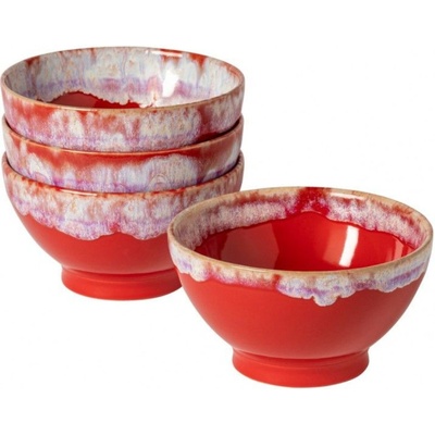 Costa Nova 4 ks červeno bílých kameninových misek Latte Bowls 15 cm
