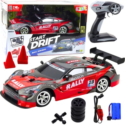 LEAN Toys Závodní RC auto RTR pro drift, červeno-černé, 30 km/h, 1:16