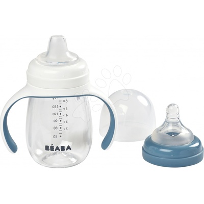 Beaba fľaša Bidon na učenie pitia Learning Cup 2in1 Windy Blue so slamkou modrá 210 ml