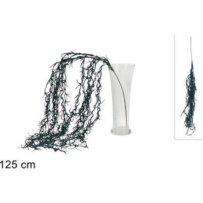 Due Esse Vianočná vetvička glitrovaná 125 cm, tmavozelená